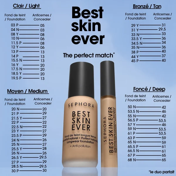 meilleur cadeau Sephora Collection Best Skin Ever – Fond De Teint Longue Tenue Teint Parfait Naturel 6